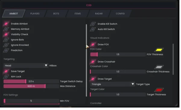 Black Ops 7 cheat with player ESP and radar in game